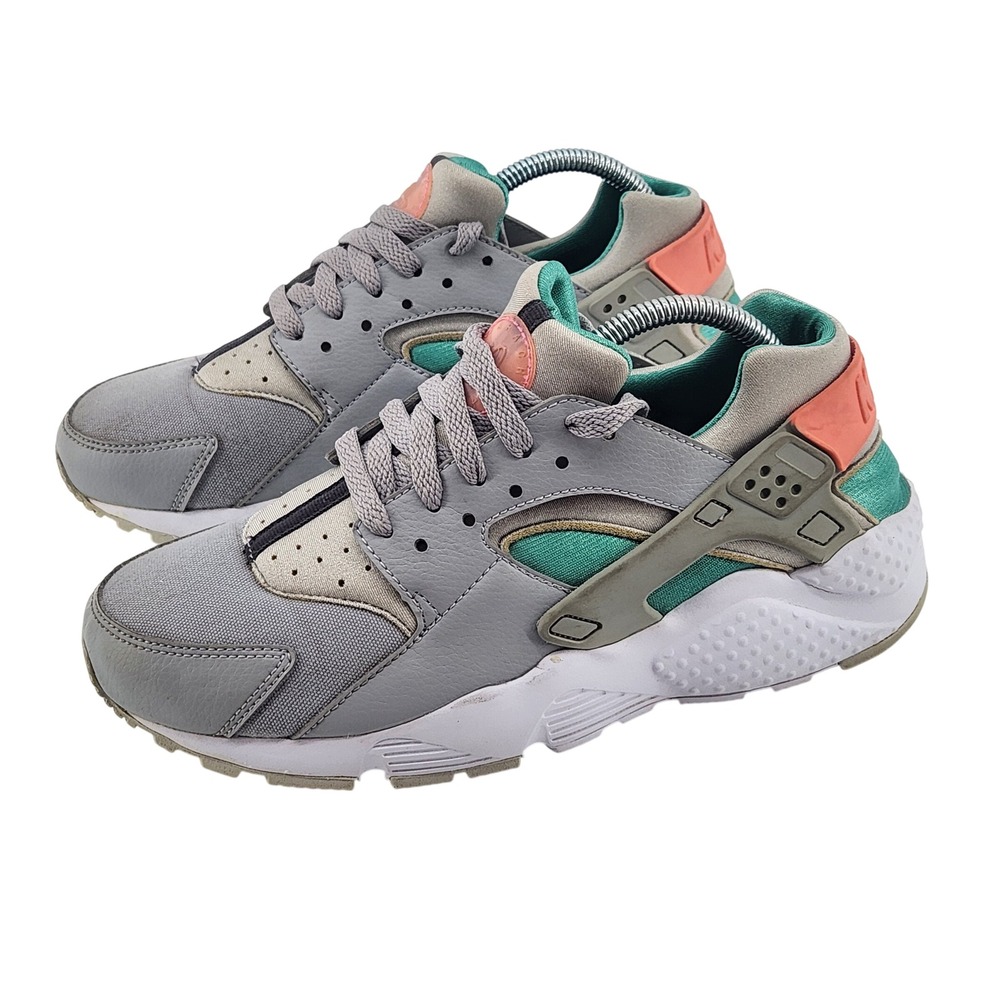 Nike Air Huarache Sneakers Kids 6Y Gray Teal Pink 65475-034 Retro Running Shoes